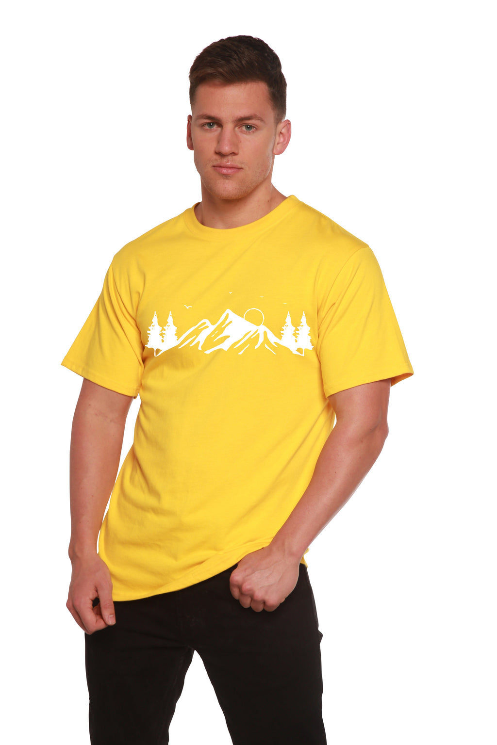 Men's Bamboo Viscose/Organic Cotton Short Sleeve T-Shirt with Print Mauna Kea